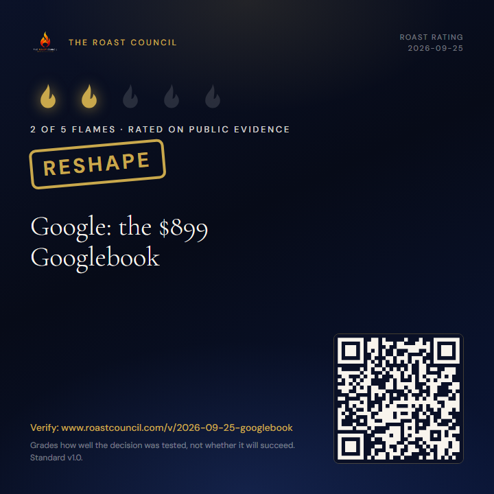 Roast Rating badge: 2 of 5 flames, RESHAPE